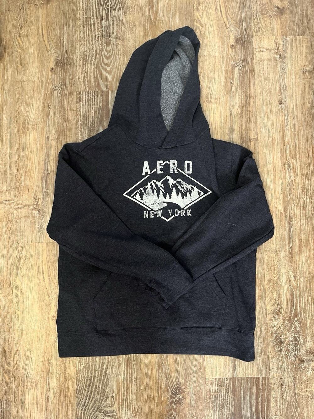 Aeropostale AERO New York Pullover Hoodie Men’s XL Black Graphic Fleece Lined